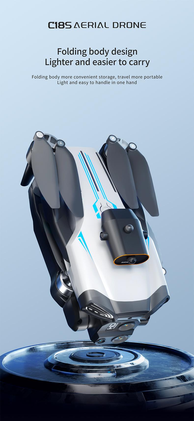 Aerial Drone C18s Pro 2026 - GPS Positioning, 4K UHD EISCamera, 5G WiFi FPV, Brushless Motors, Optical Flow Hover,Intelligent Obstacle Avoidance, Auto Return, 360° Stunt Roll,Two Batteries