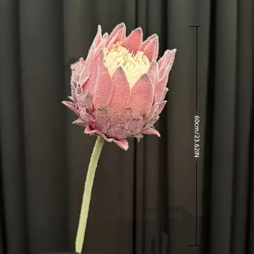 7 Stems/1 Bunch 7.87 Inch Flowers Detachable Large Headed Artificial Protea High-Quality Latex Flowers with Ful