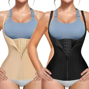 Women Waist Trainer Vest Zipper Corset Body Shaper for Tummy Control Cincher Tank Top with Straps Workout
