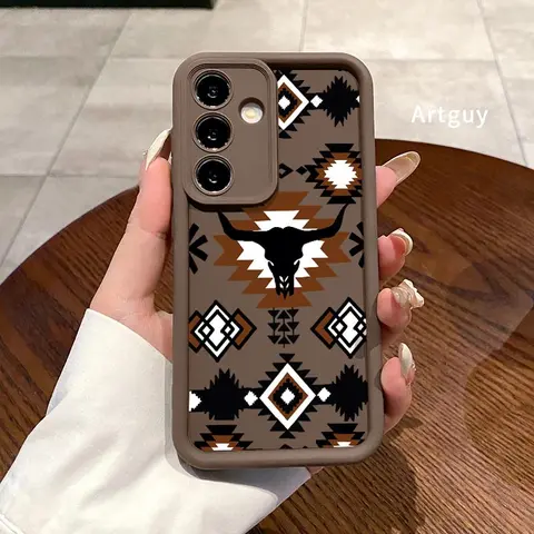Anti-Yellow Silicone Cellphone Cover for Samsung Galaxy S22+ S23 Ultra S24 Plus S25 S26, Slim Fit Long-Lasting Shockproof Protector, Rugged Retro Western Cowboy Style, Non-Slip Soft Camera-Safe Accessory, Easy to Carry Fashion Gift