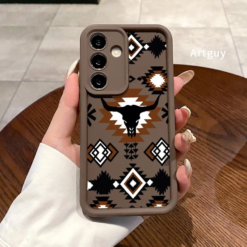 Silicone Smartphone Casing for Samsung Galaxy S22+ S23 Ultra S24 Plus S25 S26, Shockproof Drop Protection, Rugged Durable Retro Western Cowboy Style, Soft Handheld Devices Accessory, Fashion Gift