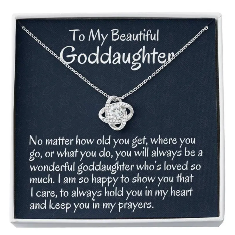 Goddaughter Necklace, To My Goddaughter Necklace Gift From Godmother Necklace Gift For First Communion, Confirmation, Love Knot Necklaces