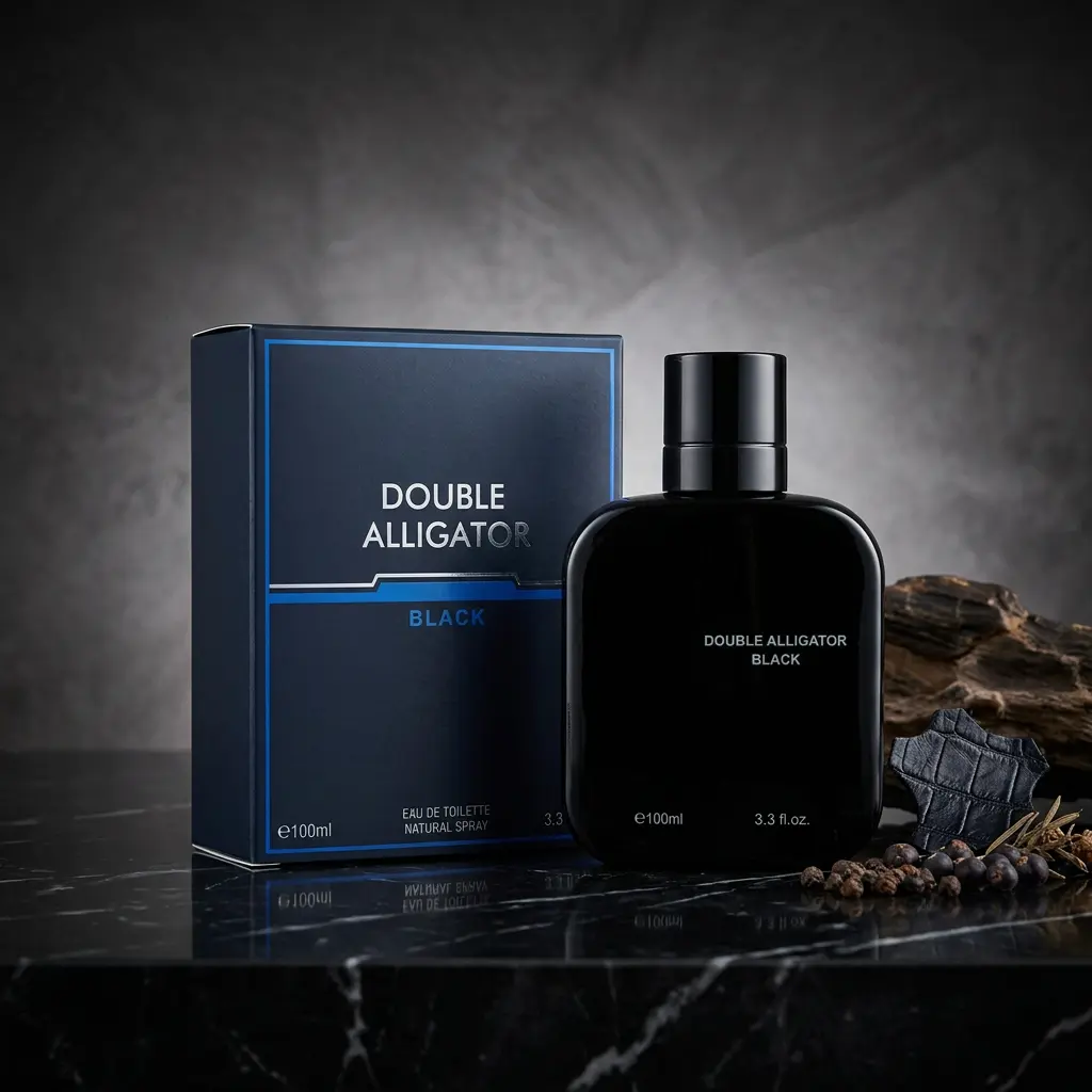 Double Alligator Black Eau de Toilette Natural Spray for Men – 100ml / 3.3 fl. oz. | Bold Black Edition Men's Cologne