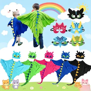 Kids Chinese Dragon Robe Costume Set with Hat Boys Girls Oriental Emperor Cosplay Cape for Halloween Christmas Party School Stage Performance