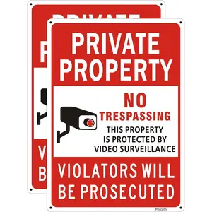 [Aluminum plate signboard](2 Pack) Large No Trespassing Signs Private Property, Violators Will Be Prosecuted,14"x10".04" Aluminum Reflective Metal Sign,Weather Resistant, Waterproof, Durable Ink, Easy to Mount