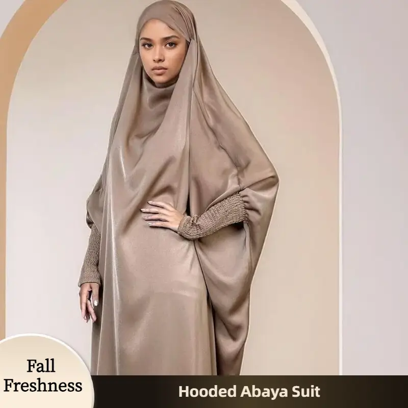 【FallFreshness】CL32 One-piece jilbab, long Muslim dress for women, suitable for daily worship and special occasions, feminine charm, solemn, comfortab