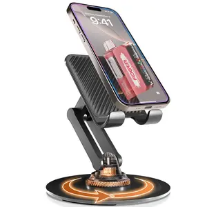FOGER Cell Phone Holder Height and Angle Adjustable Cell Phone Holder Universal Holder for Leisure Business Office, Home with Anti-Slip Base and Convenient Charging Port, Fits All Smart Phones Cellphone Smartphone Stand Mount