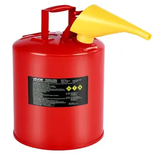 VEVOR Safety Gas Can, 2.5 Gallon Type I Red Safety Can for Gasoline with Stainless Steel Flame Arrester, Self - Closing Lid, and PE Funnel, Carbon Steel Flammable Storage Container with Ergonomic HandleVEVOR Super Brand Day