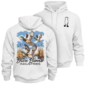 Dive Bomb Industries Duck Hunting Hoodie – Flying Mallard Ducks Marsh Back Graphic, Waterfowl Hunting Apparel for Duck Hunters, Outdoor Waterfowl Lifestyle Hoodie for Marsh and Wetland Hunters
