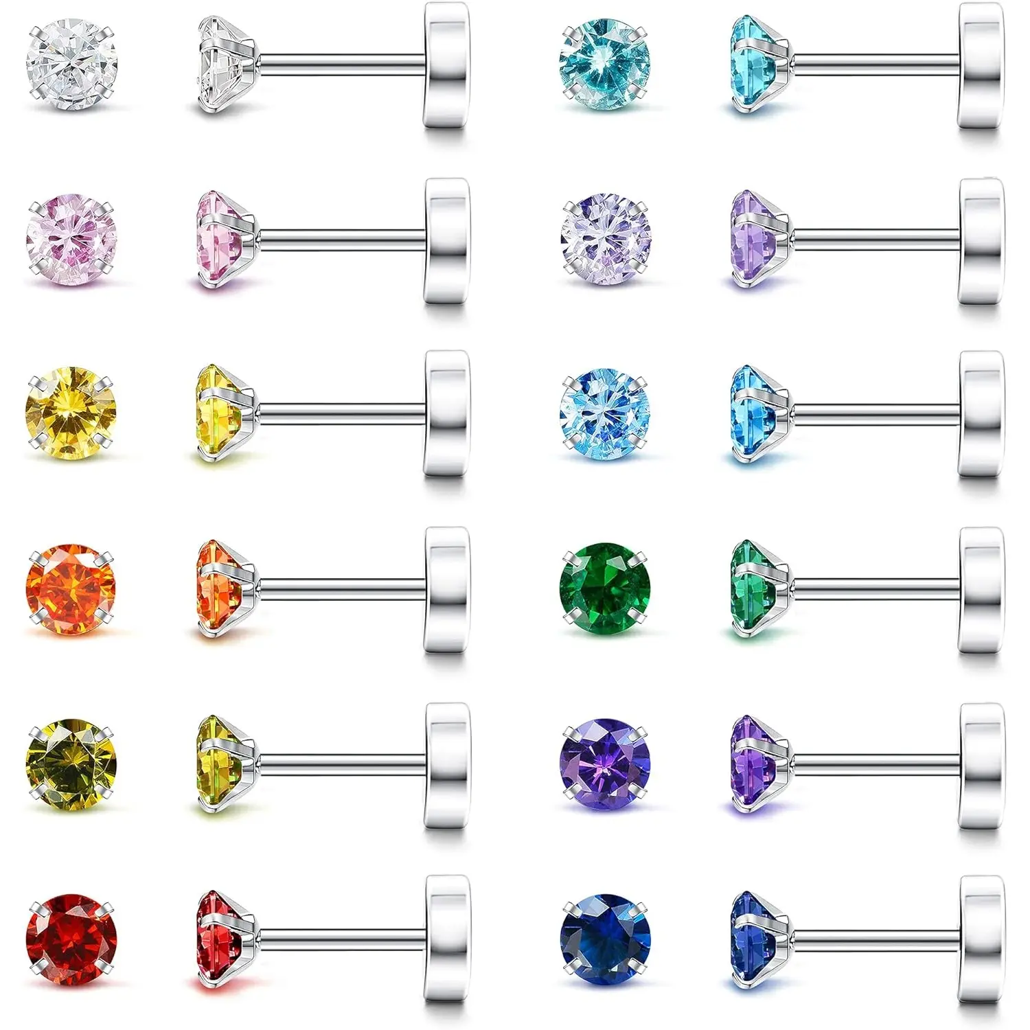 B. 12Pairs, 4MM Birthstone set