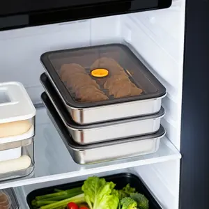 Dumpling storage box for refrigerator, quick-freezing container for wontons and dumplings, sealed food-grade 304 stainless steel preservation box