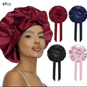 Satin Bonnet Silk Bonnet for Sleeping single  Layer Satin Lined Hair Bonnet with Tie Band Bonnets for Women Natural Curly Hair Accessory reversible