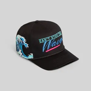 Field Grade Can't Stop The Wave Black Trucker | trucker hat | black twill | adjustable | mesh back | streetwear | Trendy Hat 2026 | Streetwear Headwear | Fashion Cap | Summer Hat | Outdoor Cap | Sun Hat | Statement Hat | Graphic Cap | Designer Hat