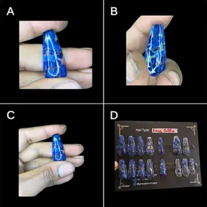 Blue Serenade - Lapiz Lazuli Luxury Crystal Press-On Nail Set Pre-Order: Nail Sizing Kit First | Made-to-Order Luxury