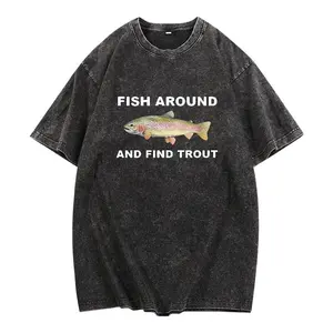 Fish Around and Find Trout Tshirt, Fishing Shirt, Funny Fishing lover Shirt Fit Top