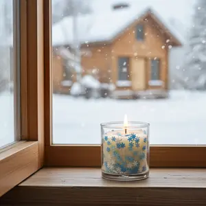 Snowball Fight Small Vanilla Scented Candle with Snow Sprinkles 100% Soy Wax 6.6 oz Handcrafted for Cozy Moments