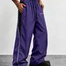 Men's contrasting color reflective strip wide leg casual pants, pendant smooth fabric, side stripes, American high street style, daily commuting adaptation, trendy and versatile personality,sohochic