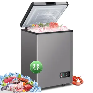 Chest Freezer, Small Deep Freezers Top Door with Removable Basket, 7 Temperature Control Energy Saving for Home Kitchen Office Dorm Apartment , Grey