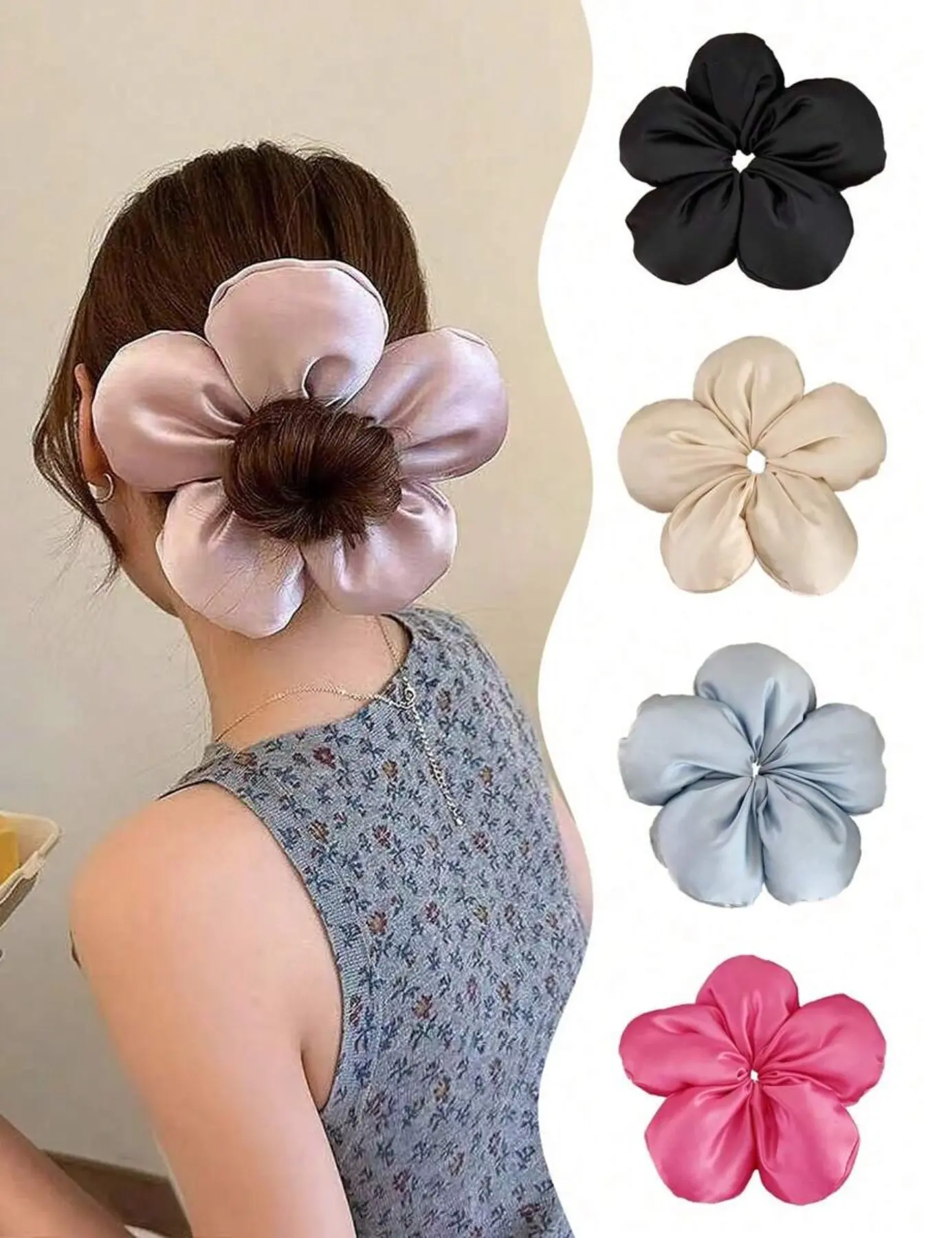 Elegant Cute Sponge Flower Hair Tie, Scrunchie, Scrunchies, High-End Style Headband, Cute Hair Accessories, Fashionable Hair Accessories, Simple Design, Suitable for Daily Use, Washing Face, Going Out, Dating