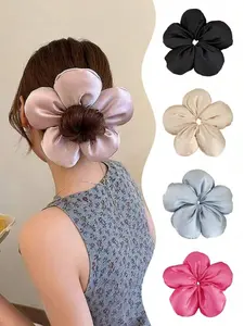 Elegant Cute Sponge Flower Hair Tie, Scrunchie, High-End Style Headband, Hair Accessory, Simple Design, Suitable for Daily Use, Washing Face, Going Out, Dating