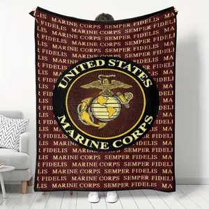 Us Navy Seal Emblem Blanket, Us Marine Corps Soft Warm Plush Throw with Storage Bag, Perfect for Home and Office Use, Cozy and Comfortable