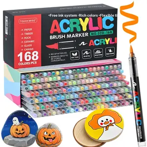 Acrylic Paint Markers, Soft Brush Tip Pens and Markers, Acrylic Paint Pens for Wood, Stone, Canvas, Glass, Fabric, Egg, Rock Painting Art Supplies,Permanent,Washable,Quick Drying,Waterproof