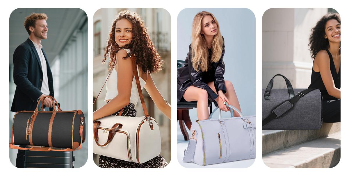 Lefame Travel Duffle Bag with Shoe Compartment, Foldable Weekender for Men and Women, Scratch-Resistant Oxford Cloth, Large Capacity with Organized Pockets, Portable Carry-On Duffel, Perfect Holiday Gift SpringStatements