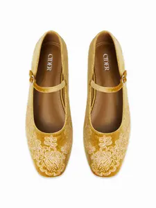 Cider ROUND TOE MBROIDERED  MARY JANE SHOES