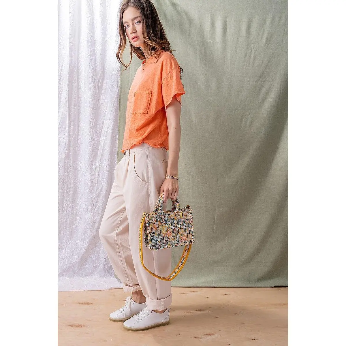 Yellow Tweed Mini Tote Bag