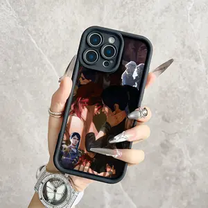 Arcane Vi Caitlyn Couple Collage Pattern Printed Case for iPhone 16 Pro Max 15 14 13 12 11 XR XS Plus Soft TPU Shockproof Romantic Anime Back Cover Gift for Fans