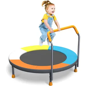 3FT Foldable Trampoline for Kids - 36" Mini Small Trampoline with Handle Bar, Height-Adjustable, Max Load 100LBS, Ideal for Toddler Baby Jumping Mats & Outdoor Workout Adventures