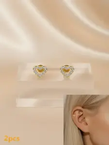 Heart Shaped Stud Earrings, Cute Earrings for Women & Girls, Stainless Steel Cartilage Earrings, Fashion Jewelry for Party, Daily Decor, Trendy All-match & Exquisite Jewelry for Birthday Gift, Hypoallergenic Earrings