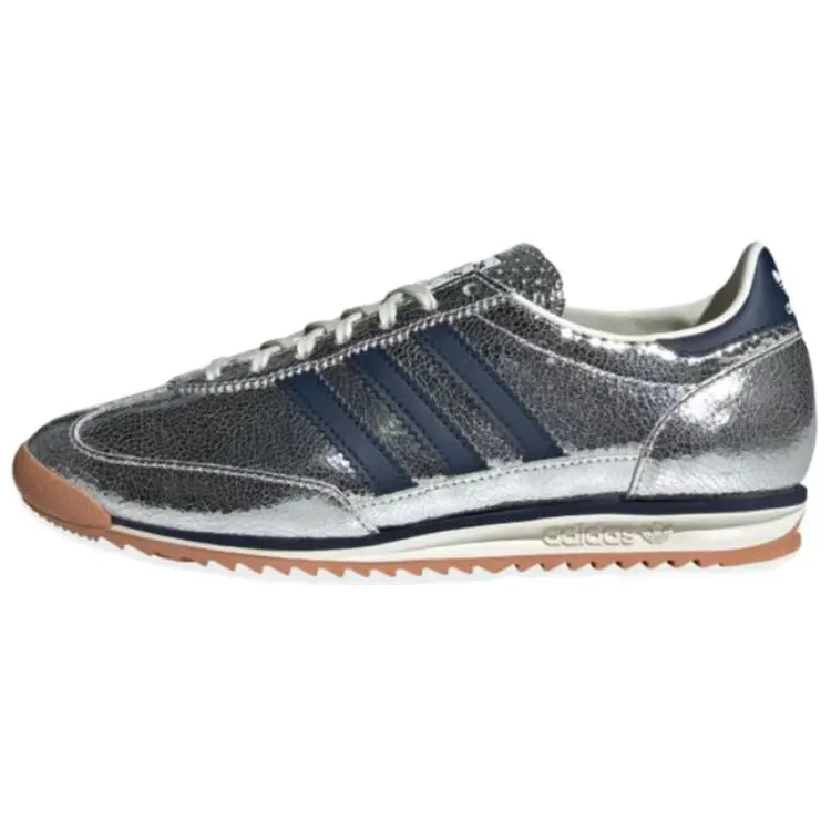 Adidas Women's SL72 OG Silver Metallic Collegiate Navy' Versatile Durable Non-slip Low Top Sneakers JH8654