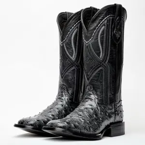 Grey Leather Boots - Square Toe