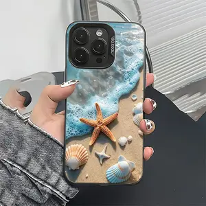 Beach Starfish Seashells Phone Case，Ocean Beach Vibe Style for iPhone 17 16 15 14 13 12 11 Plus Pro Max，Summer Gift.