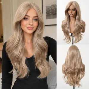 Marisol - DWY Pre-cut U part Diamond Lace Long-length Lace Milk Tea Blonde Curly Hair Glueless Synthetic Wigs for Women 26 Inch