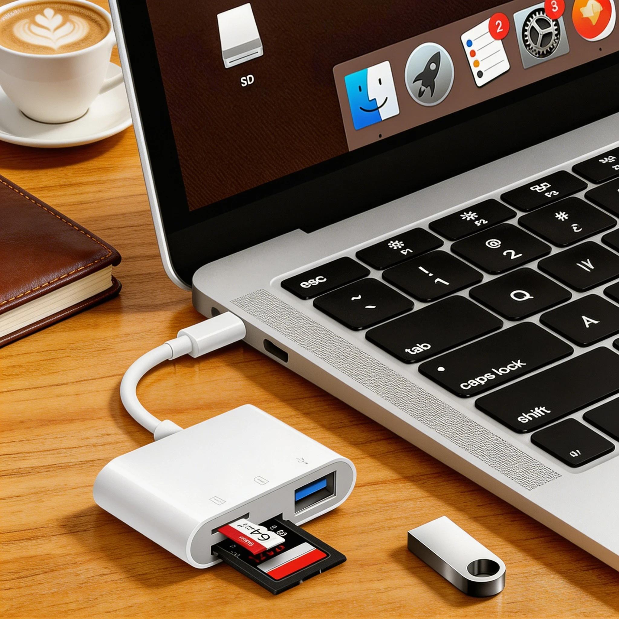 Fermoved 3-in-1 USB C Card Reader – Plug & Play for iPhone, iPad, MacBook, and More Type-C Devices