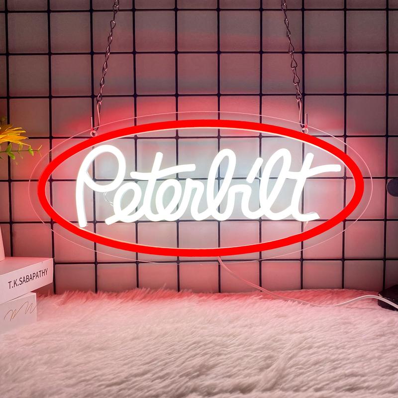 Peterbilt Neon Sign, USB Powered Dimmable LED Neon Light Sign, Decorative Neon Sign for Farm Bedroom Man Cave Bar, Modern Mood Lighting