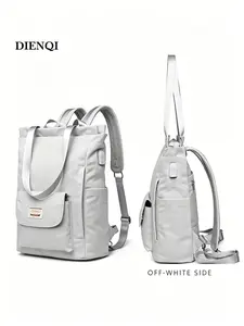 New Outings in Spring and Summer Travel Solid Color Japanese White Unisex Student Schoolbag Large Backpack Waterproof Shock-absorbing Laptop Bag,Daily Use,Birthday Gift
