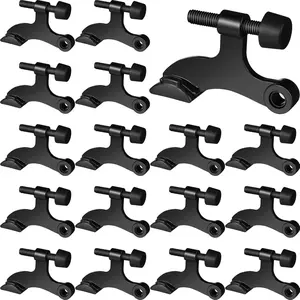 24 count Hinge Pin Door Stopper Satin Brushed Door Stops Adjustable Heavy Duty Hinge Stopper with Rubber Bumper Tips(Black)