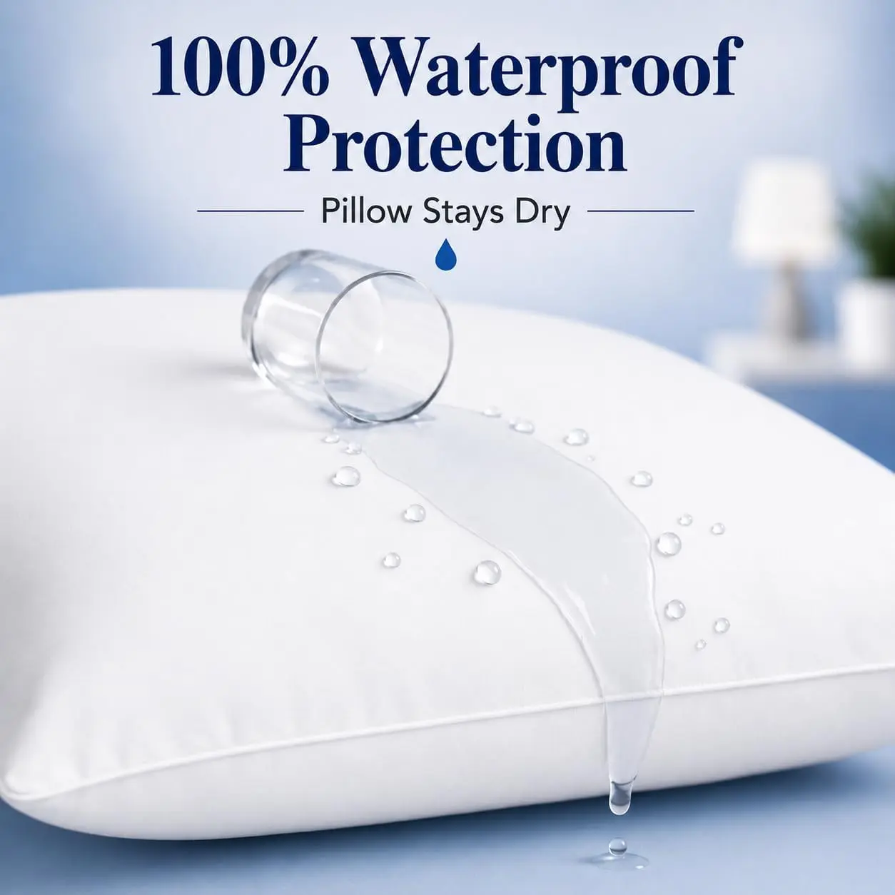 Waterproof Pillow Protectors with Zipper 2 Pack – Soft Hypoallergenic Noiseless Breathable Queen Size