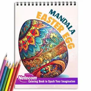 Netecom - Mandala Easter Egg Spiral Bound Coloring Book - Capture the Essence of Easter with 30 Mandala Easter Egg Coloring Pages, Portraying Intricate Patterns Symbolizing Rebirth