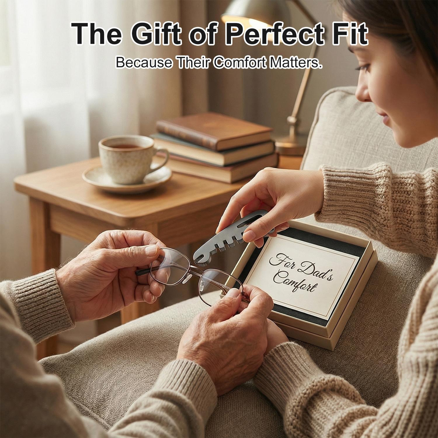 Eyeglass Frame Adjustment Tool,Upgraded Glasses Frame Bender for Temple Arms & Nose Pads Curvature,5-in-1 Optician Tools for DIY Glasses Repair & Tightening