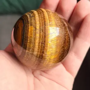 Tigers Eye Sphere - Natural Stone with Unique Stripes and Warm Colors for Decor and Collection