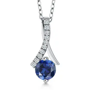 Gem Stone King Infinity Twist Gemstone Birthstone Pendant Necklace for Women | 925 Sterling Silver | Round 6MM | 18 Inch Chain | Fine Jewelry Gifts for Mom Wife Her