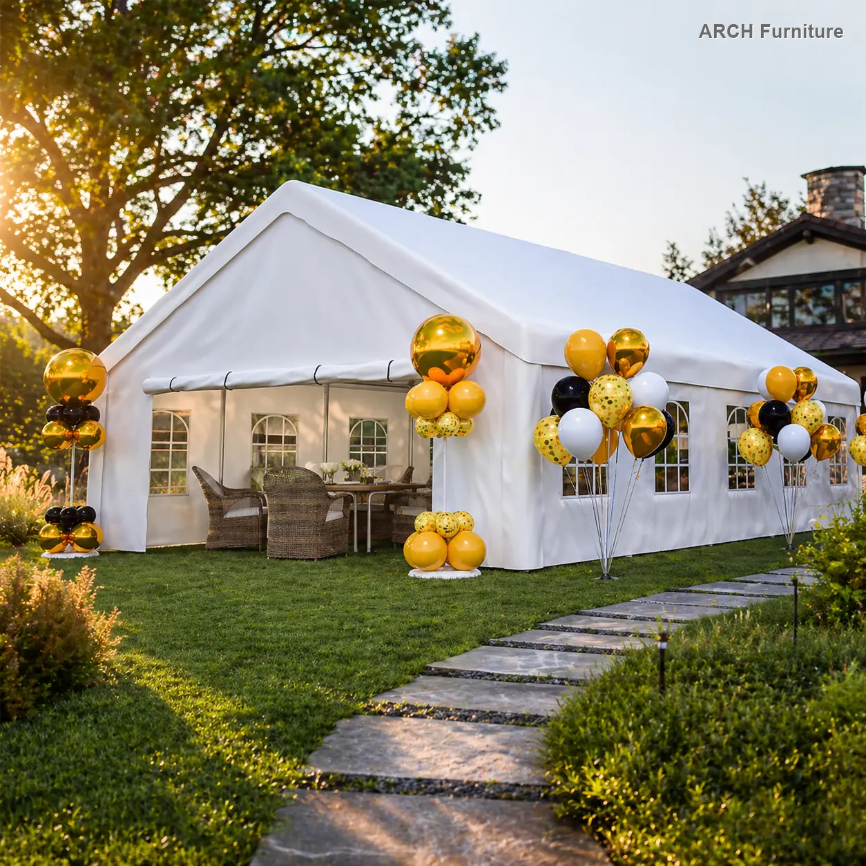 ARCH 20x32 FT Party Tent with 3 Storage Bags & Removable Sidewalls, Outdoor Canopy Gazebo for Carport Camping Garden Wedding BBQ Commercial