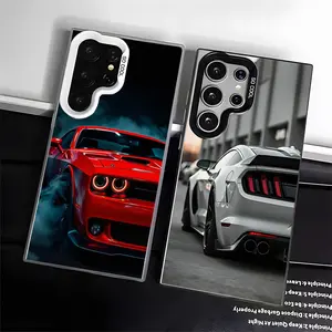 Casing For SAMSUNG GALAXY S22 S23 S24 FE ULTRA Muscle Car Black Silver Stylish Acrylic Shockproof Protection Anti-Drop Phone Cases Shell Cover