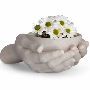 Hands Planter, Cupped Hands Bowl, Pray Hands Sculpture, Unique Flower Pot, Pen/Pencil/Key Holder, Home Decor Storage Vase, Drain Hole