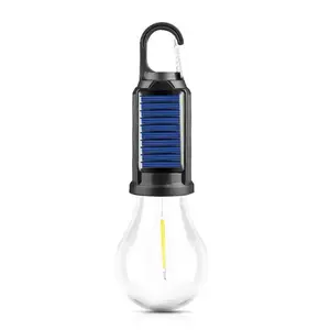 Solar-powered LED camping lights with hook, Type‑C USB rechargeable outdoor tent lantern, waterproof portable emergency hanging light bulb, 3 lighting modes for camping, hiking, adventure, fishing, hurricane power outages