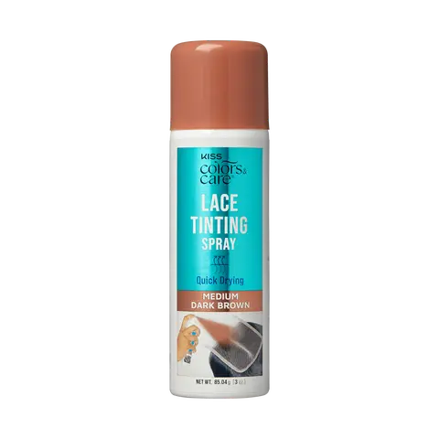 Kiss Colors & Care Lace Tinting Spray | Lace Front Wig Spray, Quick Drying, Transfer Proof, Medium Dark Brown, Hair Care